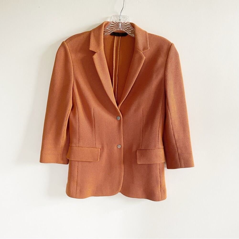 The Row Orange 3/4 Sleeve Knit Schoolboy Blazer